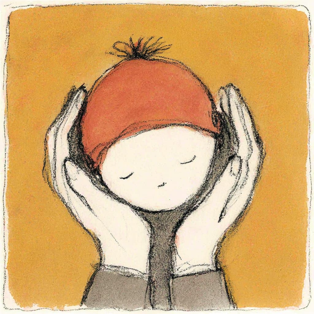 Baby's head cradled gently in two hands